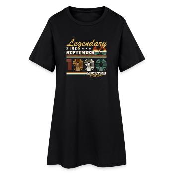 September 1990 Vintage Geburtstagsgeschenk - Frauen T-Shirt-Kleid - Schwarz - Vorne