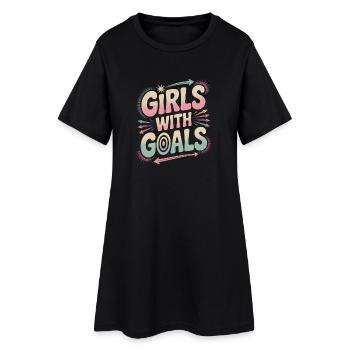  Girls with Goals Women Empowerment Women's - Frauen T-Shirt-Kleid - Schwarz - Vorne