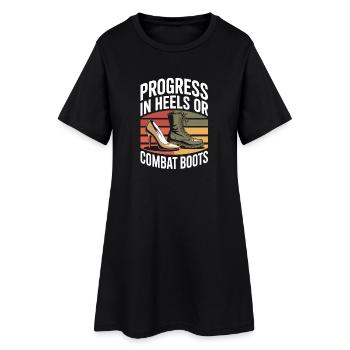 Progrès en talons ou bottes de combat Égalité des femmes - Robe T-shirt Femme - noir - Devant