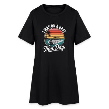 J'étais sur un bateau ce jour-là Ponton Boat Retro Funny - Robe T-shirt Femme - noir - Devant