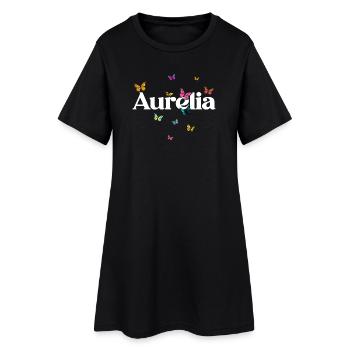 Beau prénom de fille avec des papillons AURELIA - Robe T-shirt Femme - noir - Devant