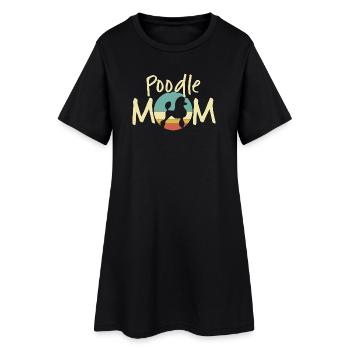 Moine caniche Rétro coucher de soleil Design - Robe T-shirt Femme - noir - Devant