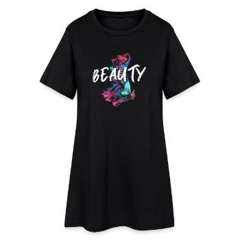 Illustration de betta fish Colorée avec Mot Beauté - Robe T-shirt Femme - noir - Devant