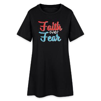 Glaube Über Angst Motiv Design - Frauen T-Shirt-Kleid - Schwarz - Vorne