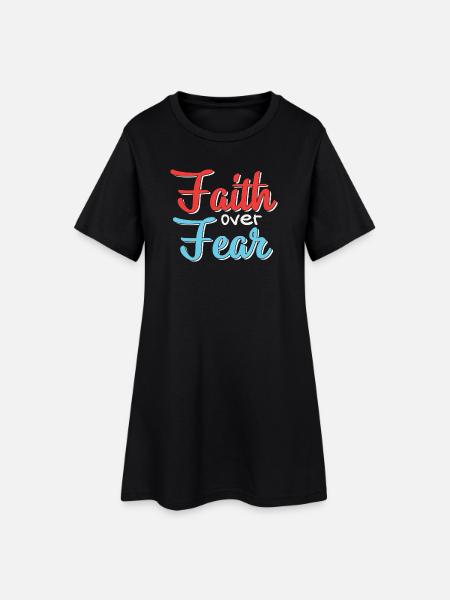 Faith Over Fear Motif Design - Women’s T-Shirt Dress - black