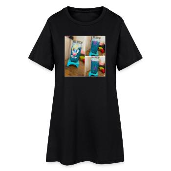 Glitzerbecher - Frauen T-Shirt-Kleid - Schwarz - Vorne