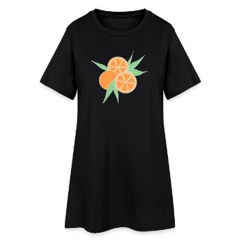 Fresh Orange Citrus Fruit Illustration - Frauen T-Shirt-Kleid - Schwarz - Vorne