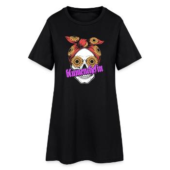 Chefin der Blumen - Frauen T-Shirt-Kleid - Schwarz - Vorne