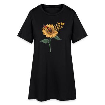Sunflower butterfly - Women’s T-Shirt Dress - black - Front