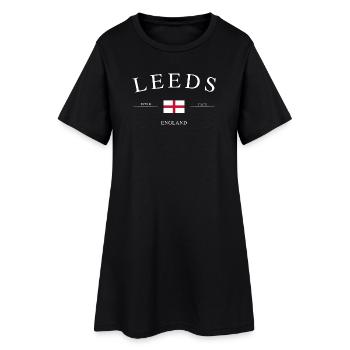 Leeds, Angleterre – Souvenirs et cadeaux de vacances - Robe T-shirt Femme - noir - Devant