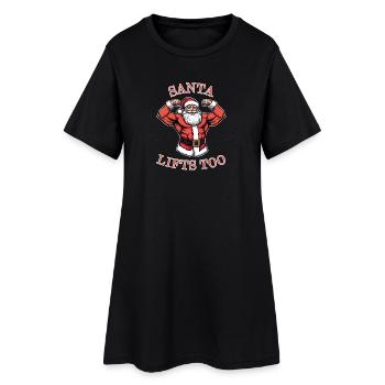Le Père Noël soulève aussi – Le Père Noël dressé - Robe T-shirt Femme - noir - Devant