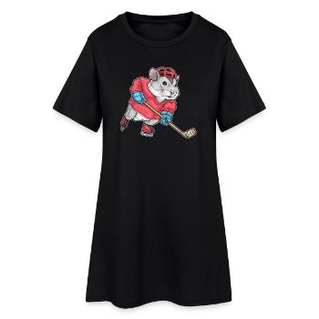 Hamster Eishockey Eishockeyschläger Sport - Frauen T-Shirt-Kleid - Schwarz - Vorne