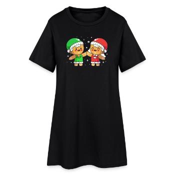 Christmas gingerbread gingerbread man - Women’s T-Shirt Dress - black - Front