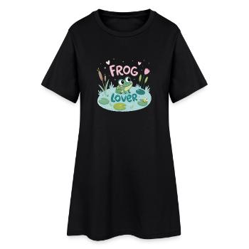 Design de grenouille amoureuse dans la nature - Robe T-shirt Femme - noir - Devant