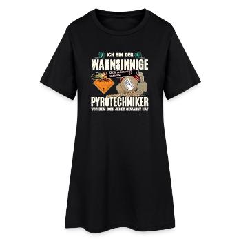 Motif du pyrotechnicien fou - Robe T-shirt Femme - noir - Devant