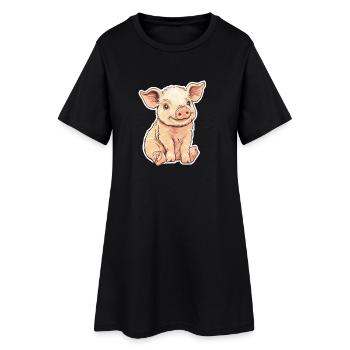 Schwein Ferkel - Frauen T-Shirt-Kleid - Schwarz - Vorne