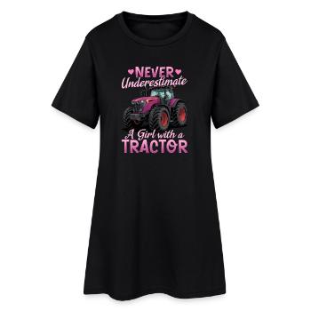 Tracteur Enfants Ferme Mode de vie - Robe T-shirt Femme - noir - Devant