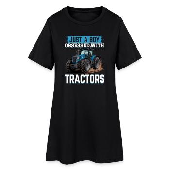 Tracteur Enfants Ferme Mode de vie - Robe T-shirt Femme - noir - Devant