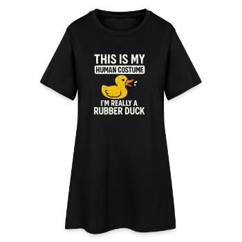 This Is My Human Costume I'm Really A Rubber Duck  - Women’s T-Shirt Dress - black - Front
