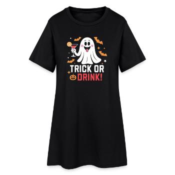 Trick or Drink! Lustiger Halloween Geist Cocktail - Frauen T-Shirt-Kleid - Schwarz - Vorne