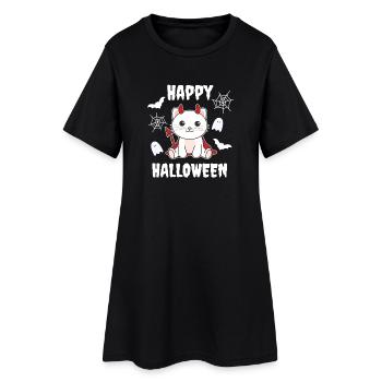 Cat Happy Halloween Devil Costume - Women’s T-Shirt Dress - black - Front