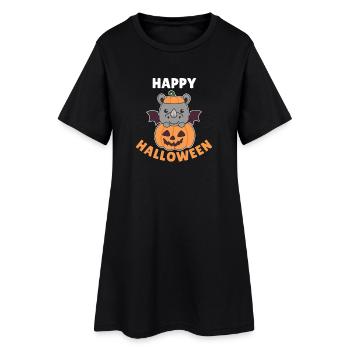Rhino Happy Halloween Citrouille Chauve-souris Costume - Robe T-shirt Femme - noir - Devant