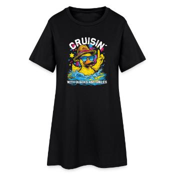 L’équipage d’un canard en caoutchouc profite d’une croisière - Robe T-shirt Femme - noir - Devant