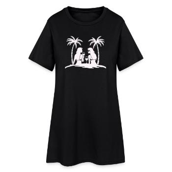 Silhouette style tropical plage nuit - Robe T-shirt Femme - noir - Devant