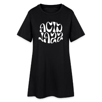 Logo fluide et psychédélique Acid Jazz - Robe T-shirt Femme - noir - Devant