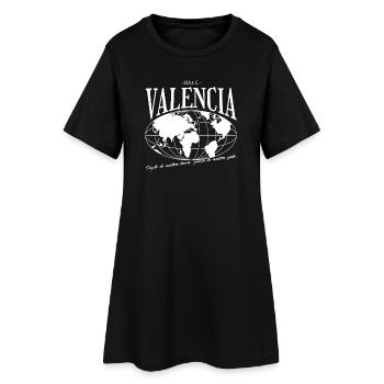 Historische Weltkarte Valencia Design - Frauen T-Shirt-Kleid - Schwarz - Vorne