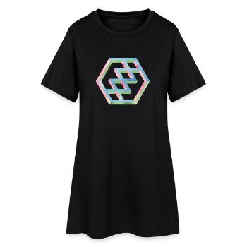 Motif hexagonal coloré abstrait - Robe T-shirt Femme - noir - Devant