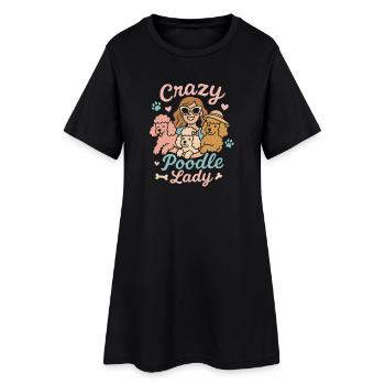 Dame caniche folle - Robe T-shirt Femme - noir - Devant