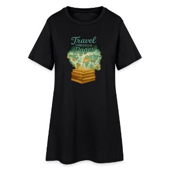 Voyagez à travers les pages des livres de cartes du monde - Robe T-shirt Femme - noir - Devant