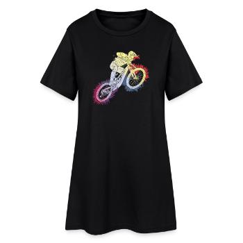 Rainbow-style mountain bike adventure - Women’s T-Shirt Dress - black - Front