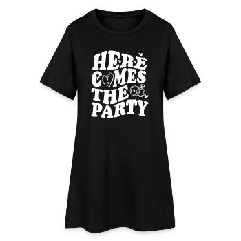 Here Comes the Party – Célébration de mariage - Robe T-shirt Femme - noir - Devant