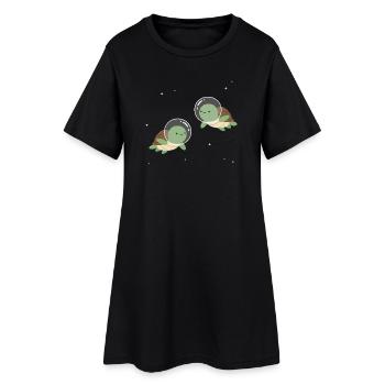 Niedliche Weltraum-Turtles - Frauen T-Shirt-Kleid - Schwarz - Vorne