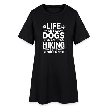 Wandern Spruch Hunde Berge Wandern Geschenk - Frauen T-Shirt-Kleid - Schwarz - Vorne