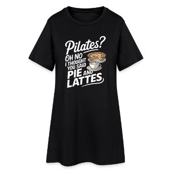 Pie and Latte Humour Design - Women’s T-Shirt Dress - black - Front