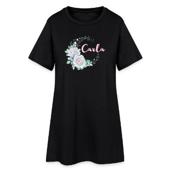 Für Carla - Frauen T-Shirt-Kleid - Schwarz - Vorne