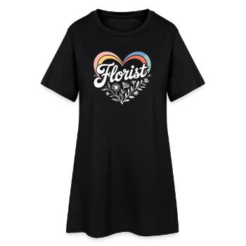 Fleuriste Coeur Design - Robe T-shirt Femme - noir - Devant