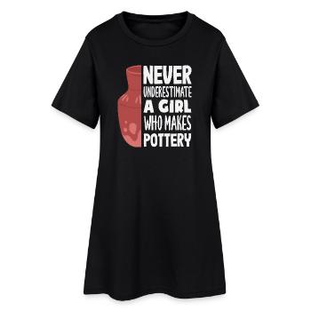 Ne sous-estimez jamais une fille qui sait faire de la poterie - Robe T-shirt Femme - noir - Devant