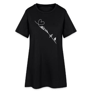 Skifahren Heartbeat - Frauen T-Shirt-Kleid - Schwarz - Vorne