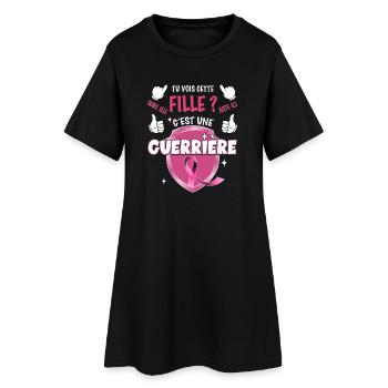 Guerrière Octobre Rose Ruban Cancer Sein - Robe T-shirt Femme - noir - Devant