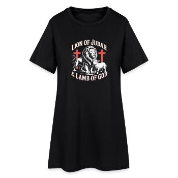 Lion de Juda Streetwear chrétien - Robe T-shirt Femme - noir - Devant