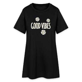 Les fleurs symbolisent le design des vibrations positives - Robe T-shirt Femme - noir - Devant