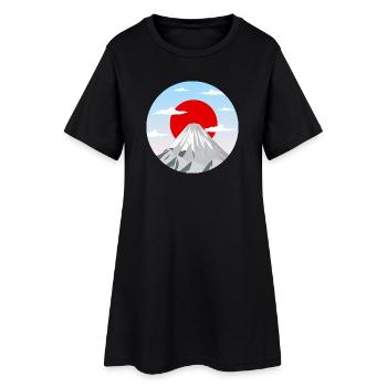Berg Fuji Kunstgrafik - Frauen T-Shirt-Kleid - Schwarz - Vorne