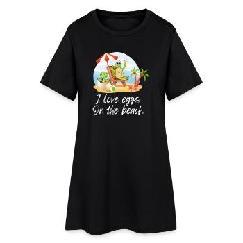 Turtle Beach – J’adore les œufs Design - Robe T-shirt Femme - noir - Devant