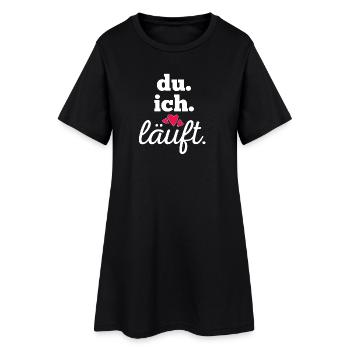 Du ich läuft – modernes Partner Design - Frauen T-Shirt-Kleid - Schwarz - Vorne