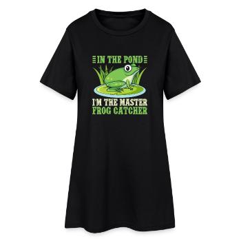 Frog Catcher In The Pond Master Catcher Frog - Frauen T-Shirt-Kleid - Schwarz - Vorne
