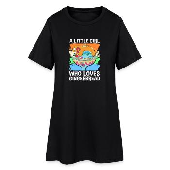 Lebkuchenmann Weihnachten Lebkuchen - Frauen T-Shirt-Kleid - Schwarz - Vorne